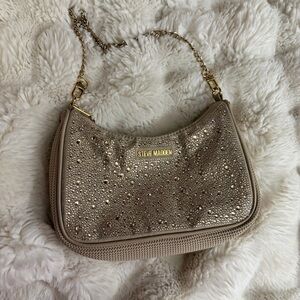 Steve Madden Crystal Rhinestone Shoulder Bag Gold Chain